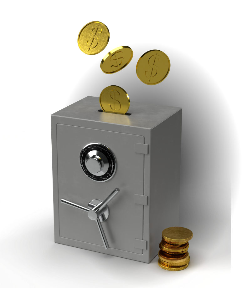 cofre com moedas douradas